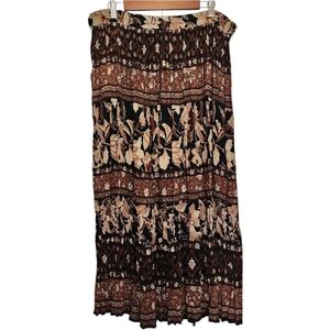 Vintage Liz Baker Tan brown Midi broom Skirt